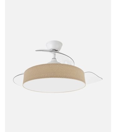 Ventilador Boga 108 cm Blanco/beis con aspas retráctiles