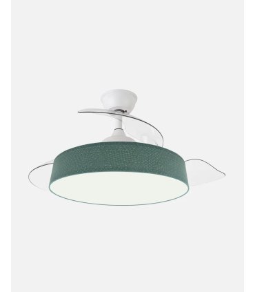 Ventilador Boga 108 cm blanco/verde con aspas retráctiles