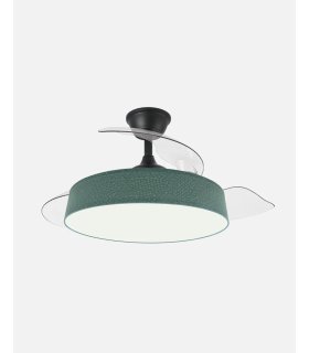 Ventilador Boga 108 cm negro/verde con aspas retráctiles