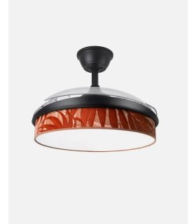 Ventilador Moda 91 cm negro/hoja caldera  con aspas retráctiles