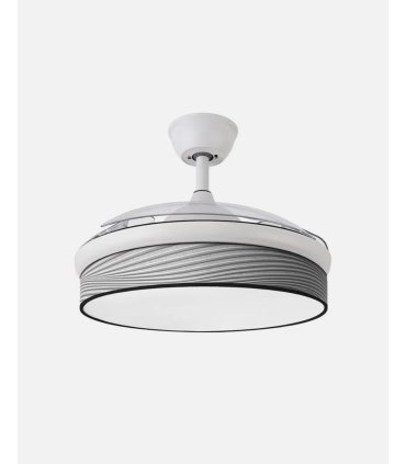 Ventilador Moda 91 cm blanco/surco gris  con aspas retráctiles