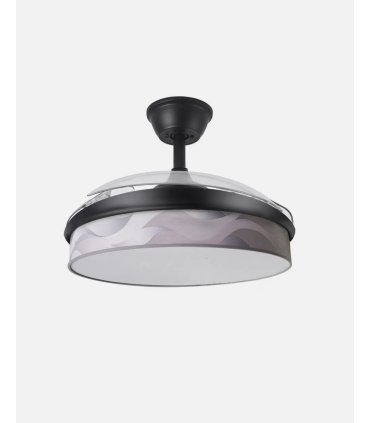 Ventilador Moda 91 cm negro/ola gris con aspas retráctiles