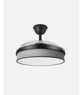 Ventilador Moda 91 cm negro/surco gris  con aspas retráctiles