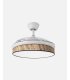 Ventilador Moda 91 cm blanco/cañizo oscuro  con aspas retráctiles