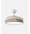 Ventilador Moda 91 cm blanco/cañizo oscuro  con aspas retráctiles