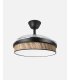 Ventilador Moda 91 cm negro/cañizo oscuro  con aspas retráctiles