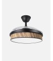 Ventilador Moda 91 cm negro/cañizo oscuro  con aspas retráctiles