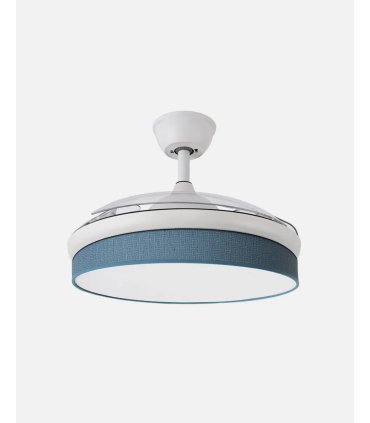 Ventilador Moda 91 cm blanco/azul  con aspas retráctiles