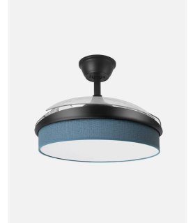Ventilador Moda 91 cm negro/azul  con aspas retráctiles