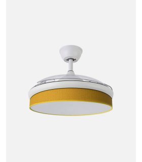 Ventilador Moda 91 cm blanco/amarillo con aspas retráctiles