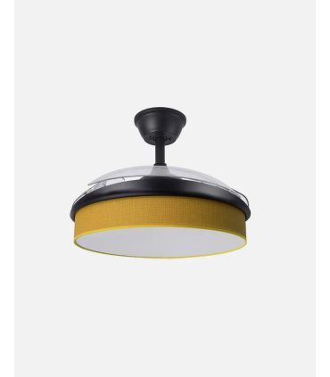 Ventilador Moda 91 cm negro/amarillo con aspas retráctiles