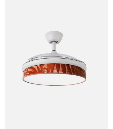 Ventilador Moda 108 cm blanco/hoja caldera con aspas retráctiles