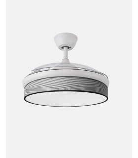 Ventilador Moda 108 cm blanco/surco gris con aspas retráctiles