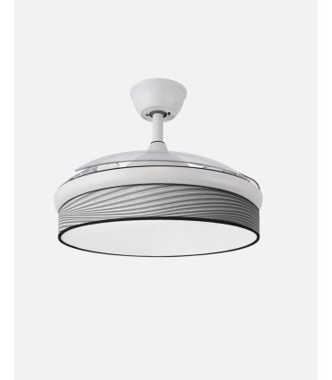 Ventilador Moda 108 cm blanco/surco gris con aspas retráctiles