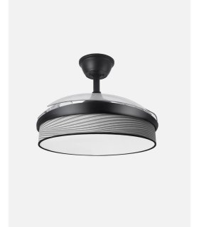 Ventilador Moda 108 cm negro/surco gris con aspas retráctiles