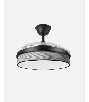 Ventilador Moda 108 cm negro/surco gris con aspas retráctiles