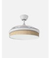Ventilador Moda 108 cm blanco/cañizo claro con aspas retráctiles