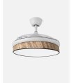 Ventilador Moda 108 cm blanco/cañizo oscuro con aspas retráctiles