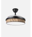 Ventilador Moda 108 cm negro/cañizo oscuro con aspas retráctiles