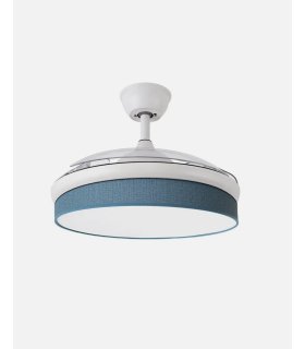 Ventilador Moda 108 cm blanco/azul con aspas retráctiles