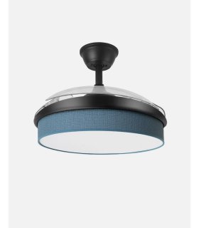 Ventilador Moda 108 cm negro/azul con aspas retráctiles