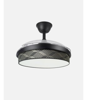 Ventilador Moda 108 cm negro/tetris gris con aspas retráctiles