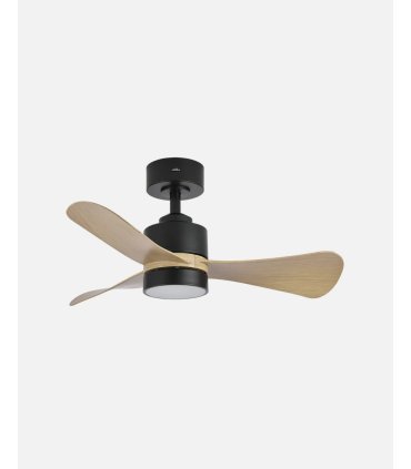 Ventilador DC Zepelin 18w negro/madera clara