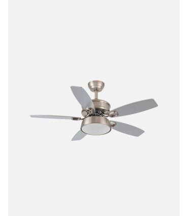 Ventilador DC Braw LED 30W níquel con aspas reversibles plata/haya