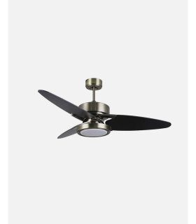 Ventilador DC Cross 30W cuero con aspas reversibles negro/nogal
