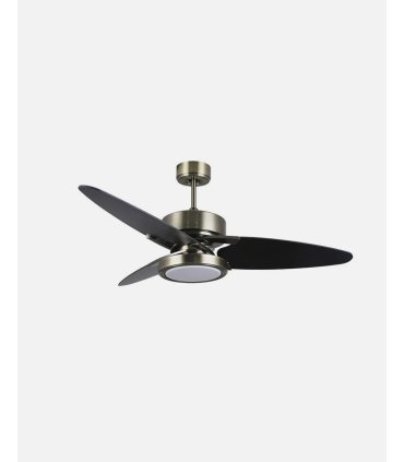 Ventilador DC Cross 30W cuero con aspas reversibles negro/nogal