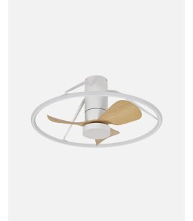 Ventilador DC Oporto 46w blanco/haya