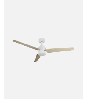 Ventilador DC Captus 22W blanco con 3 aspas reversibles blanco/haya