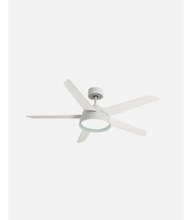 Ventilador DC Lebeche blanco con 5 aspas reversibles blanco/haya