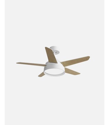 Ventilador DC Lebeche blanco con 5 aspas reversibles blanco/haya