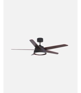 Ventilador DC Lebeche marrón con 5 aspas reversibles nogal/roble