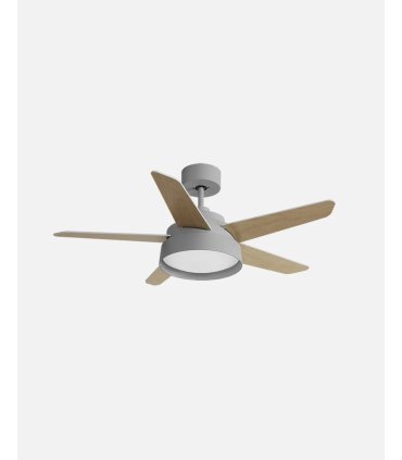 Ventilador DC Lebeche gris con 5 aspas reversibles blanco/haya