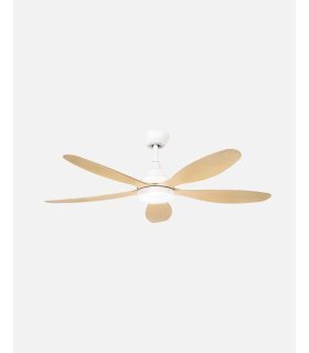 Ventilador DC Tobarra 18w blanco con aspas color haya