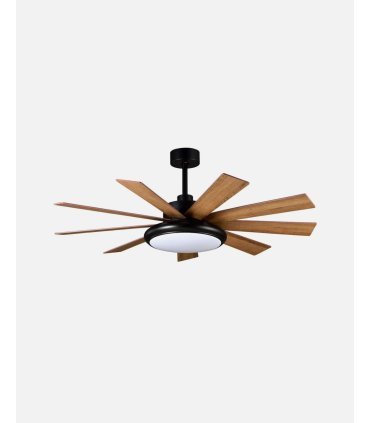 Ventilador DC Pireo negro con 9 aspas reversibles roble/haya