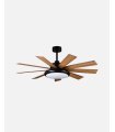 Ventilador DC Pireo negro con 9 aspas reversibles roble/haya