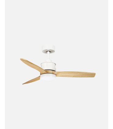 Ventilador DC Barrax 18w blanco con aspas color haya