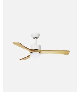 Ventilador DC Hellin 18w blanco con aspas color haya
