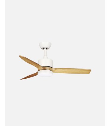 Ventilador DC Montiel 18w blanco con aspas color haya