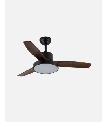 Ventilador DC Kavala 48w negro con 3 aspas color roble