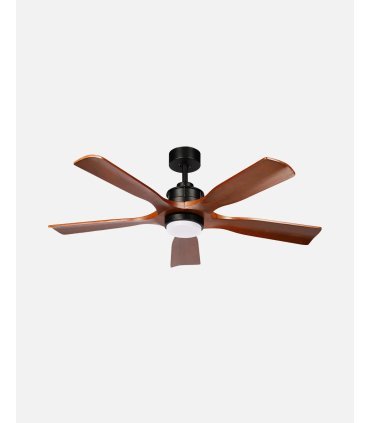 Ventilador DC Letur 18w negro con 5 aspas color roble