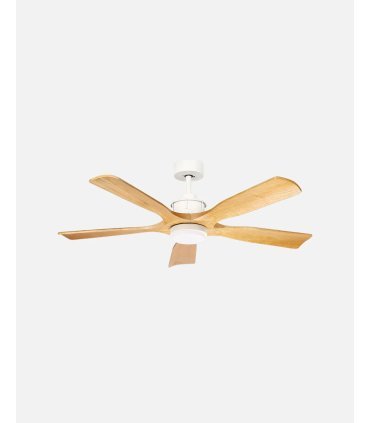 Ventilador DC Letur 18w blanco con 5 aspas color haya