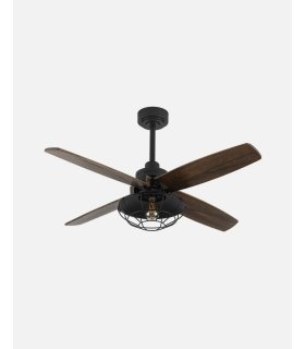 Ventilador DC Aquilo Negro con 4 aspas color roble