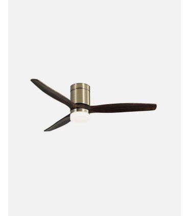 Ventilador DC Aguilon 20w cuero con 3 aspas roble con luz