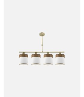 Lámpara Cloe 4xE14 cuero/blanca-madera oscura
