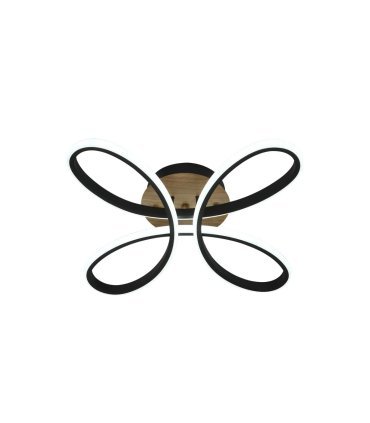 Plafón Bandeira 104w negro/madera