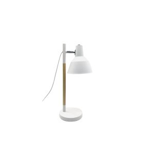 Flexo Basil 1xe14 blanco/haya articulable y orientable 350º